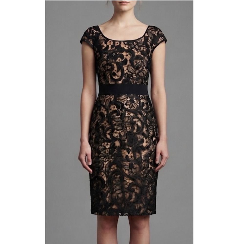 Tadashi Lace Overlay Sheath Dress | Cap Sleeve Cocktail Dress